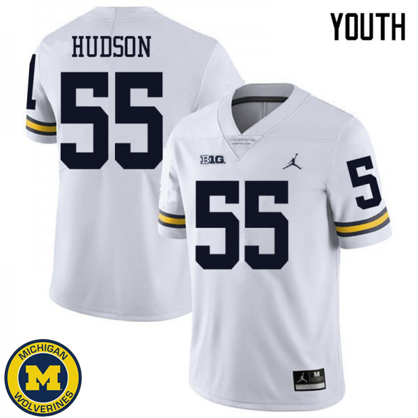 Youth Michigan Wolverines #55 James Hudson White Jordan Brand Replica Jersey